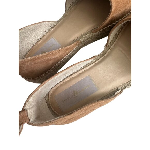 MICHELE LOPRIORE Tan Suede Espadrille Ankle Strap Flats Size 38 - Picture 8 of 10